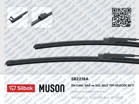 SILBAK SB2218A Silecek Supurgesi Tk 550/450mm (Muz Tipi) Astra H (04/04-->)